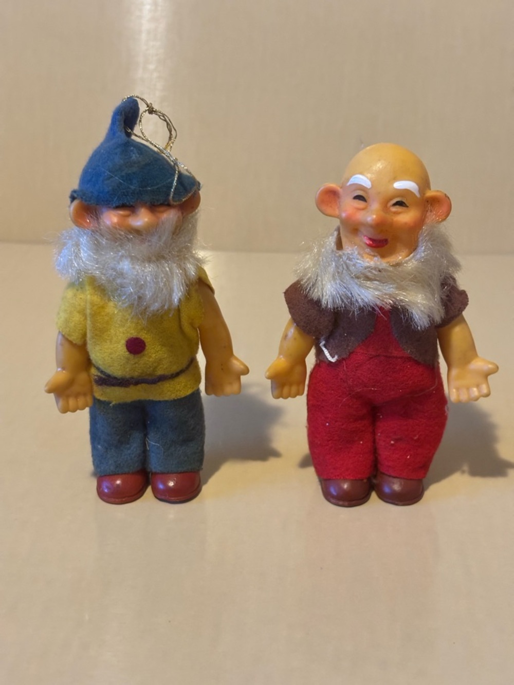 Vintage-Set of 2 Vinyl Gnome Ornaments